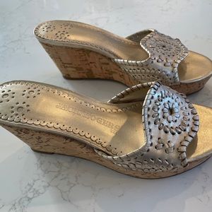 Jack Rogers Gold Wedge Sandal - size 6